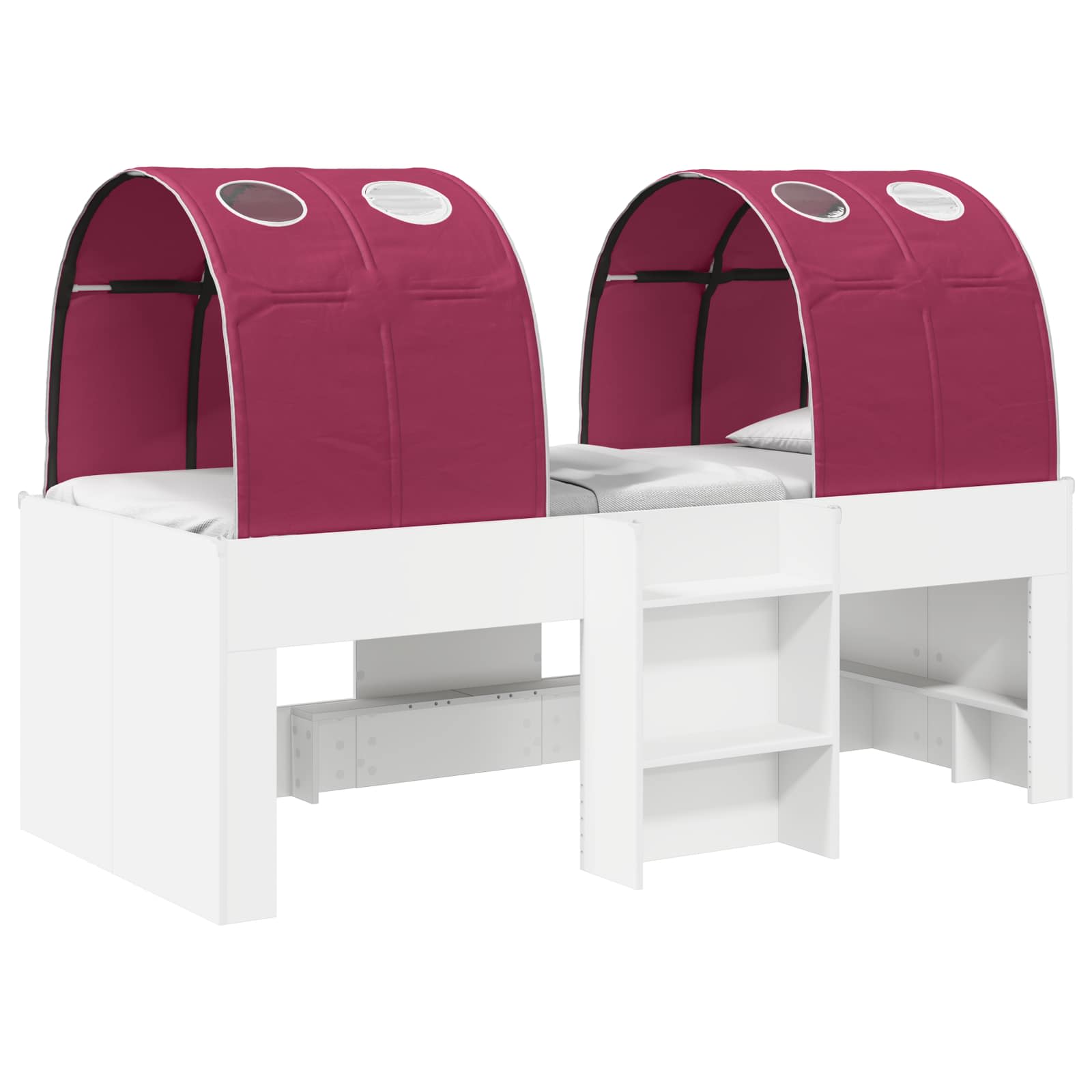 vidaXL Łóżko z Tunelami 4 pcs Biały i czerwony Drewno inżynieryjne