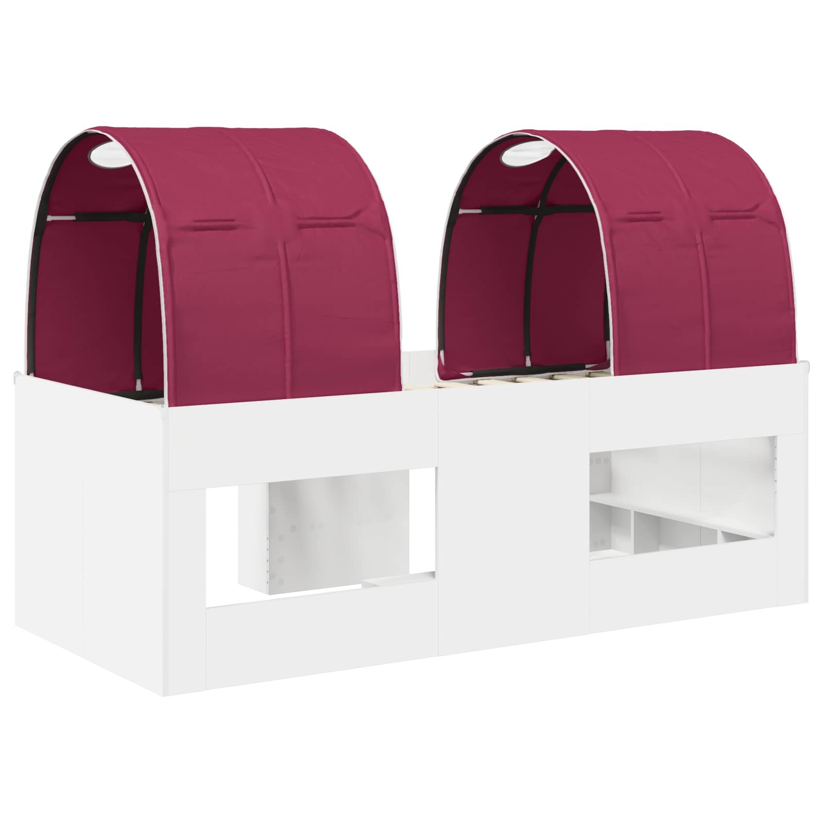 vidaXL Łóżko z Tunelami 4 pcs Biały i czerwony Drewno inżynieryjne