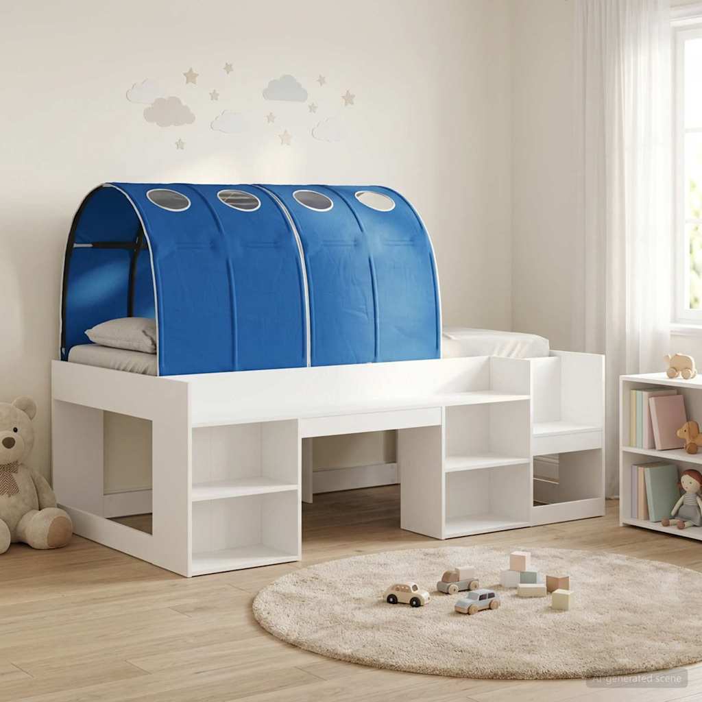 vidaXL Łóżko z Tunelami 4 pcs Biały i niebieski Drewno inżynieryjne