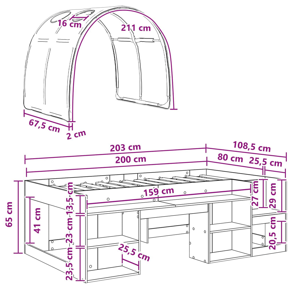 vidaXL Łóżko z Tunelami 4 pcs Biały i niebieski Drewno inżynieryjne