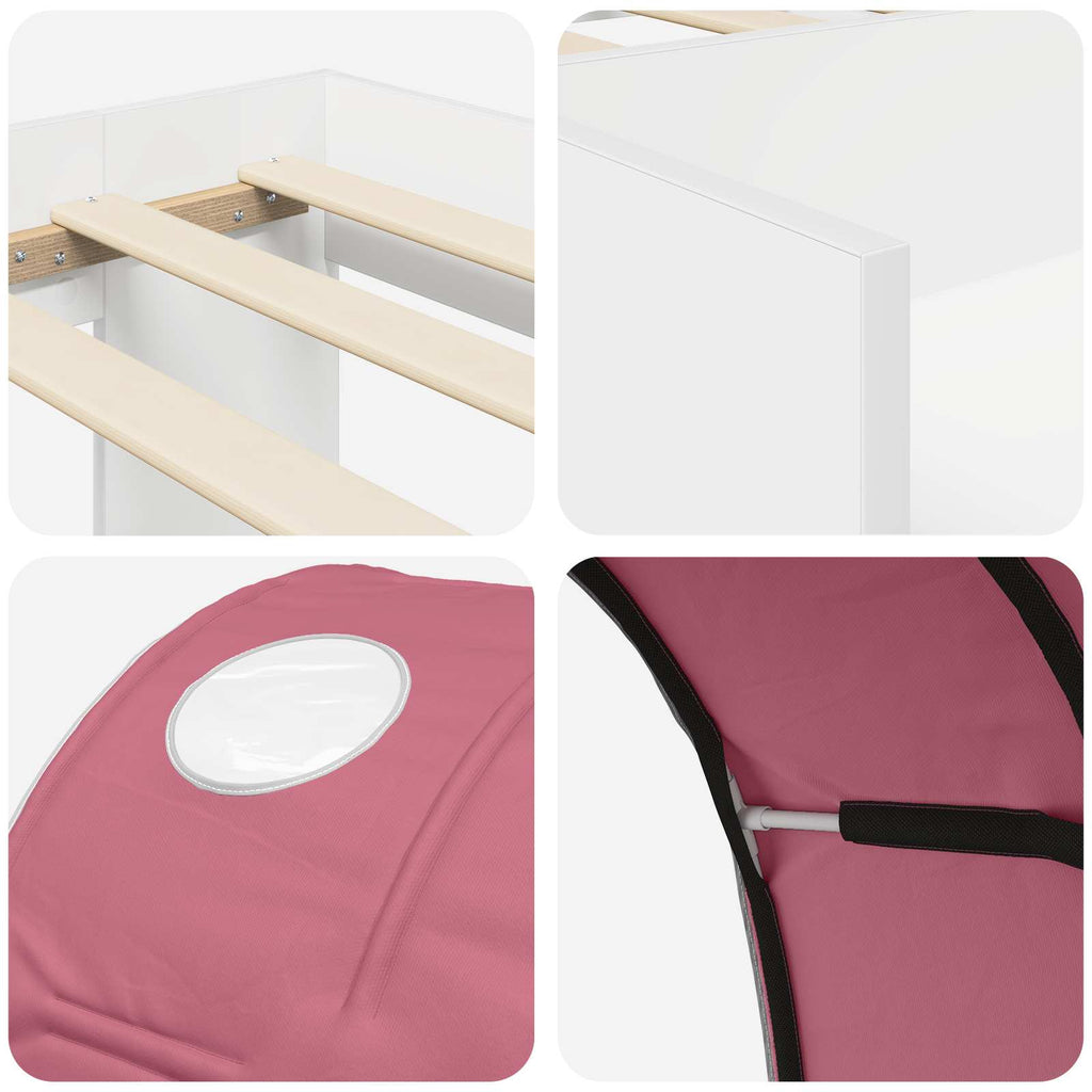 vidaXL Łóżko z Tunelami 4 pcs Biały i różowy Drewno inżynieryjne