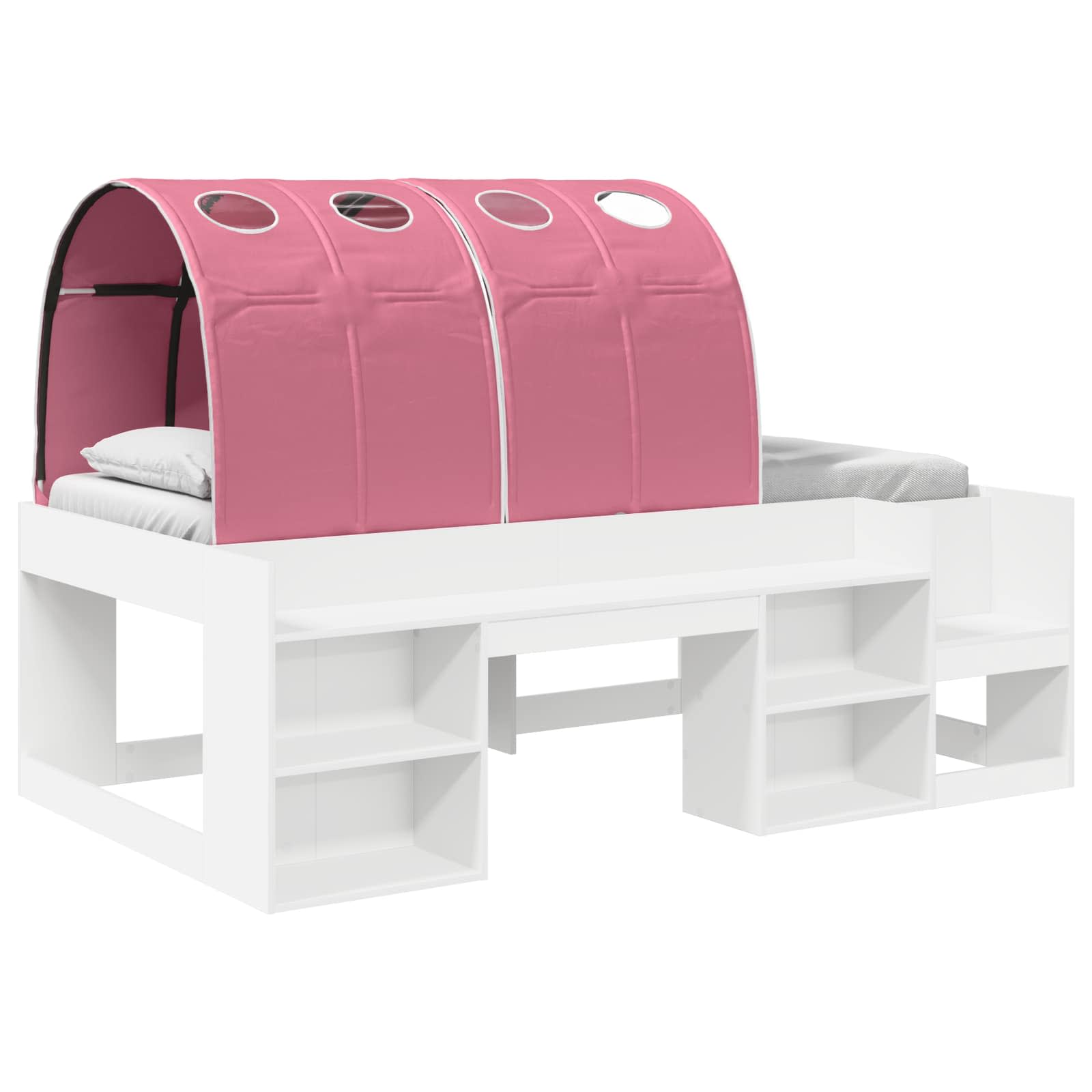 vidaXL Łóżko z Tunelami 4 pcs Biały i różowy Drewno inżynieryjne