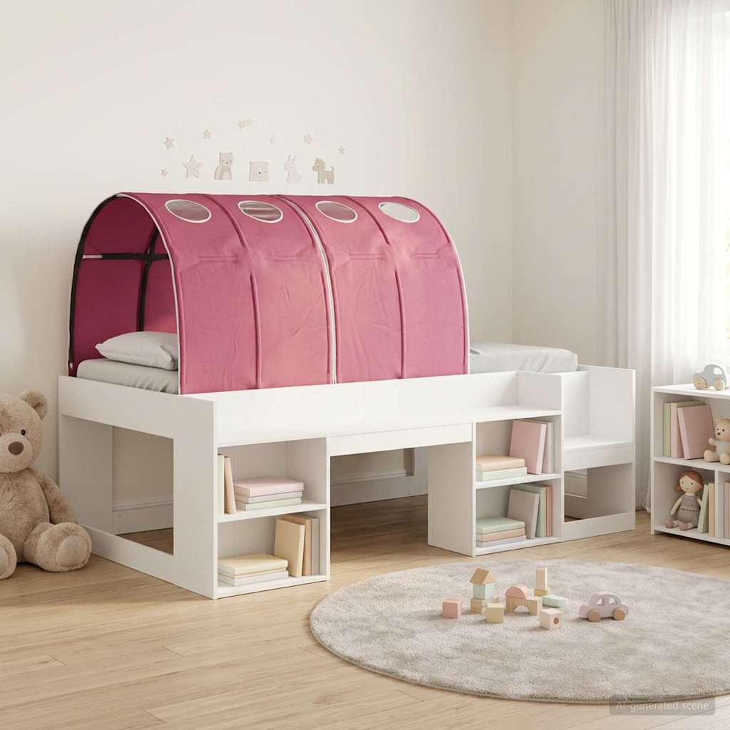 vidaXL Łóżko z Tunelami 4 pcs Biały i czerwony Drewno inżynieryjne
