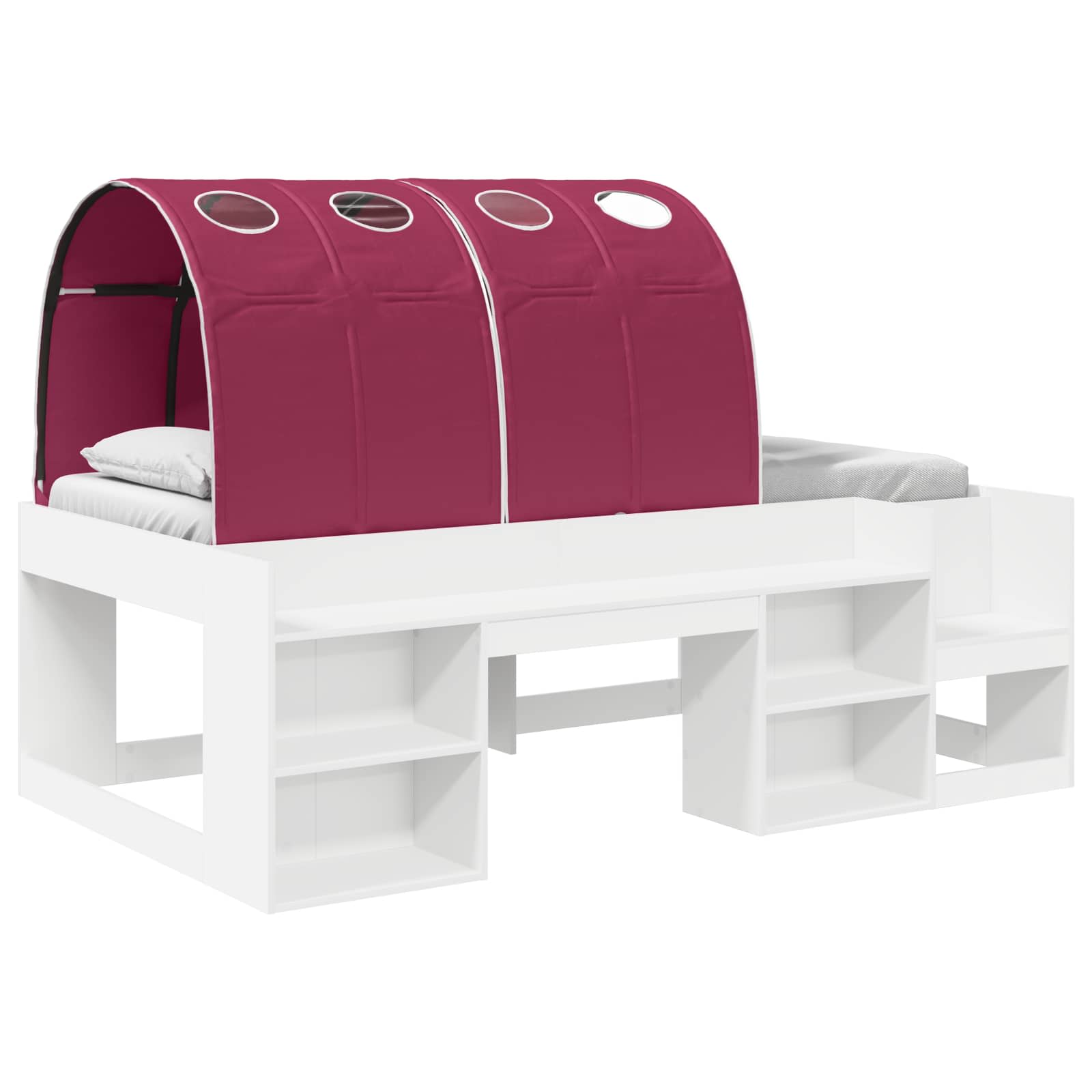 vidaXL Łóżko z Tunelami 4 pcs Biały i czerwony Drewno inżynieryjne