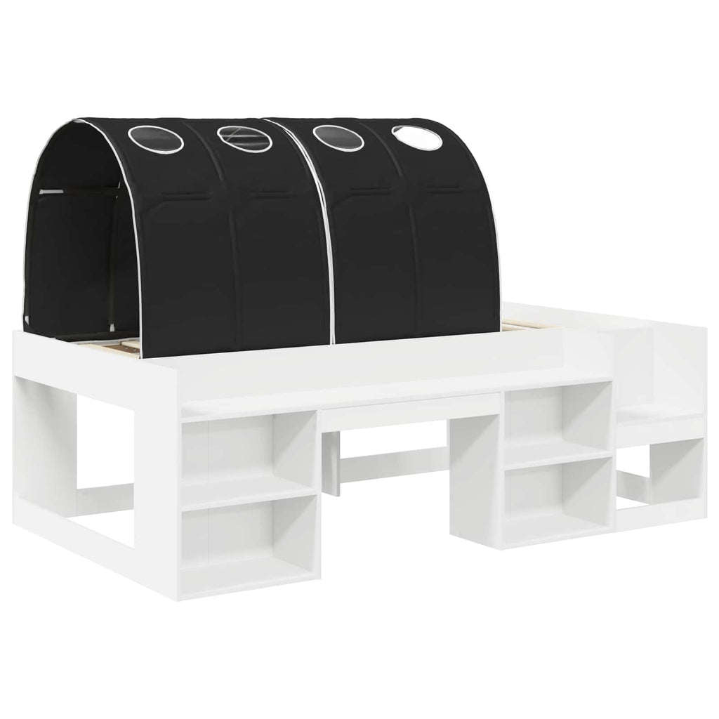 vidaXL Łóżko z Tunelami 4 pcs biały i czarny Drewno inżynieryjne