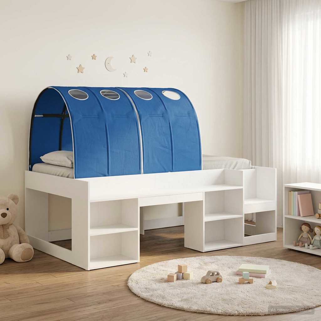 vidaXL Łóżko z tunelami z półką 3 pcs Biały i niebieski