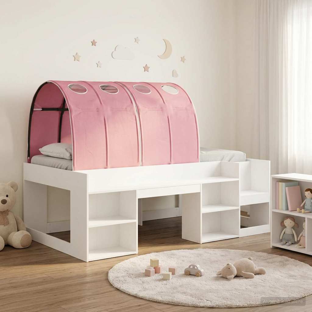 vidaXL Łóżko z tunelami 3 pcs Biały i różowy Materiał drewnopochodny