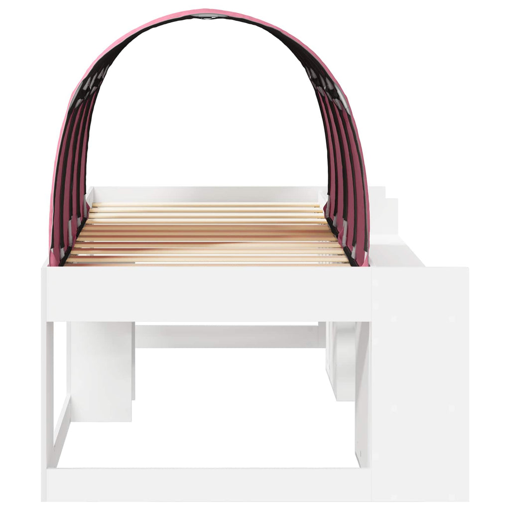 vidaXL Łóżko z tunelami 3 pcs Biały i różowy Materiał drewnopochodny