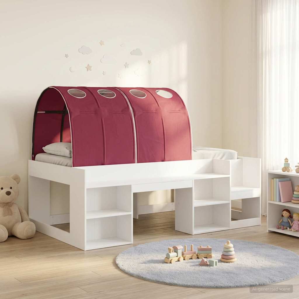 vidaXL Łóżko z tunelami 3 pcs Biały i czerwony Materiał drewnopochodny
