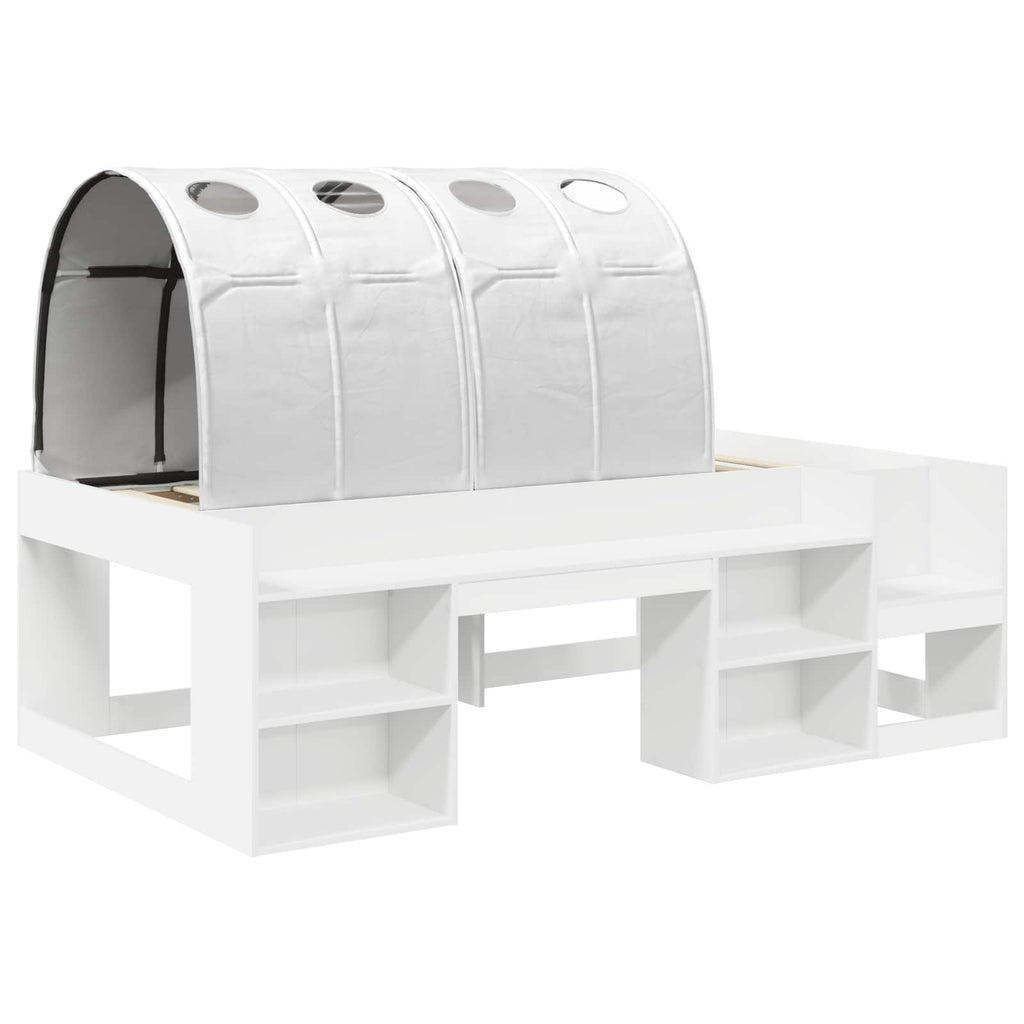 vidaXL Łóżko z tunelami z półką 3 pcs Biały Materiał drewnopochodny