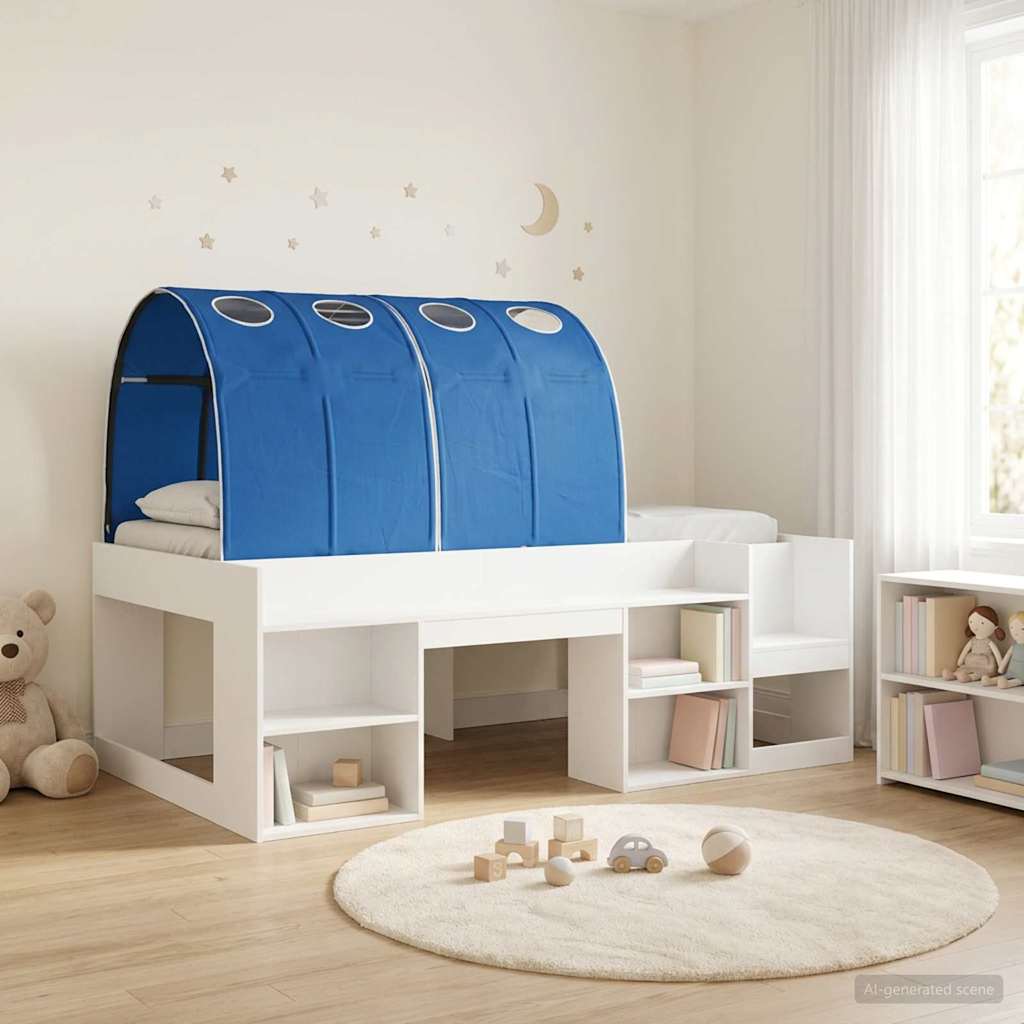 vidaXL Łóżko z tunelami z półką 3 pcs Biały i niebieski