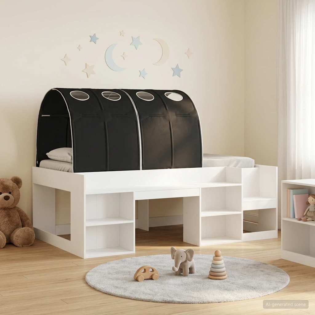 vidaXL Łóżko z tunelami 3 pcs biały i czarny Materiał drewnopochodny