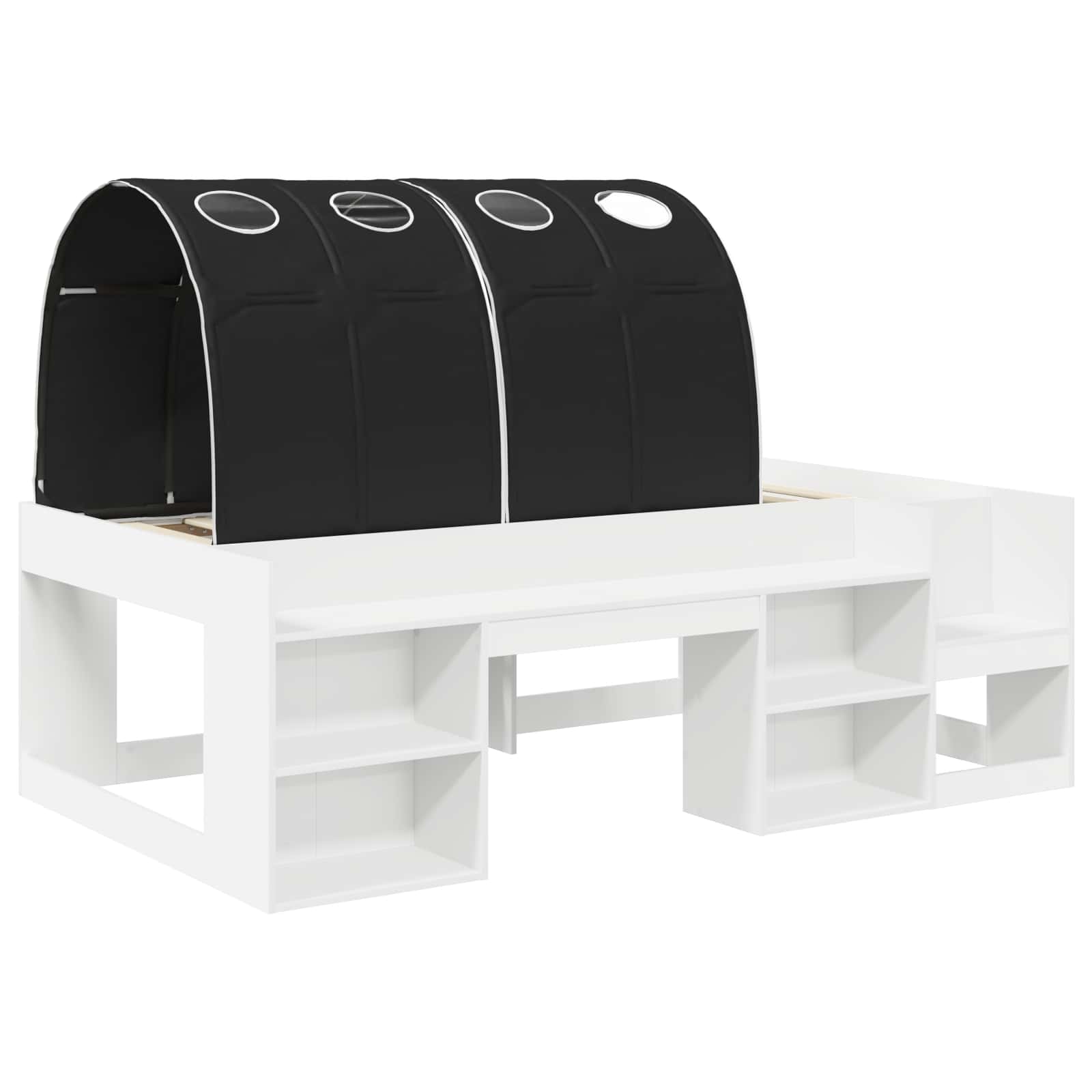 vidaXL Łóżko z tunelami 3 pcs biały i czarny Materiał drewnopochodny