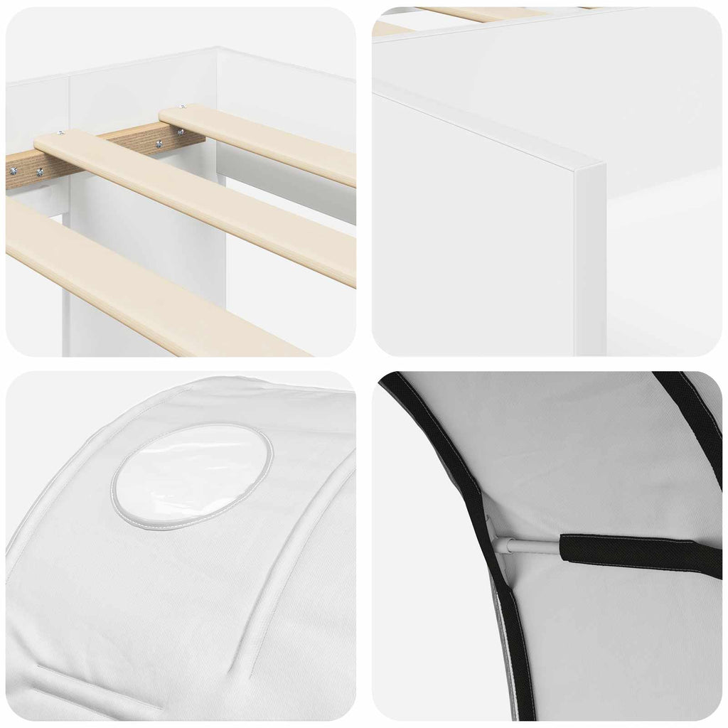 vidaXL Łóżko z tunelami z półką 3 pcs Biały Materiał drewnopochodny