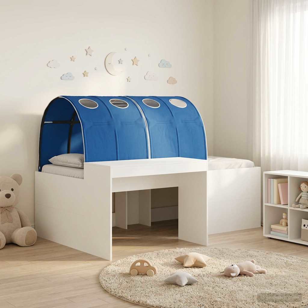 vidaXL Rama łóżka z tunelem z półką 3 pcs Biały i niebieski