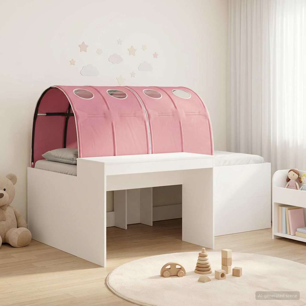 vidaXL Rama łóżka z tunelem z półką 3 pcs Biały i różowy