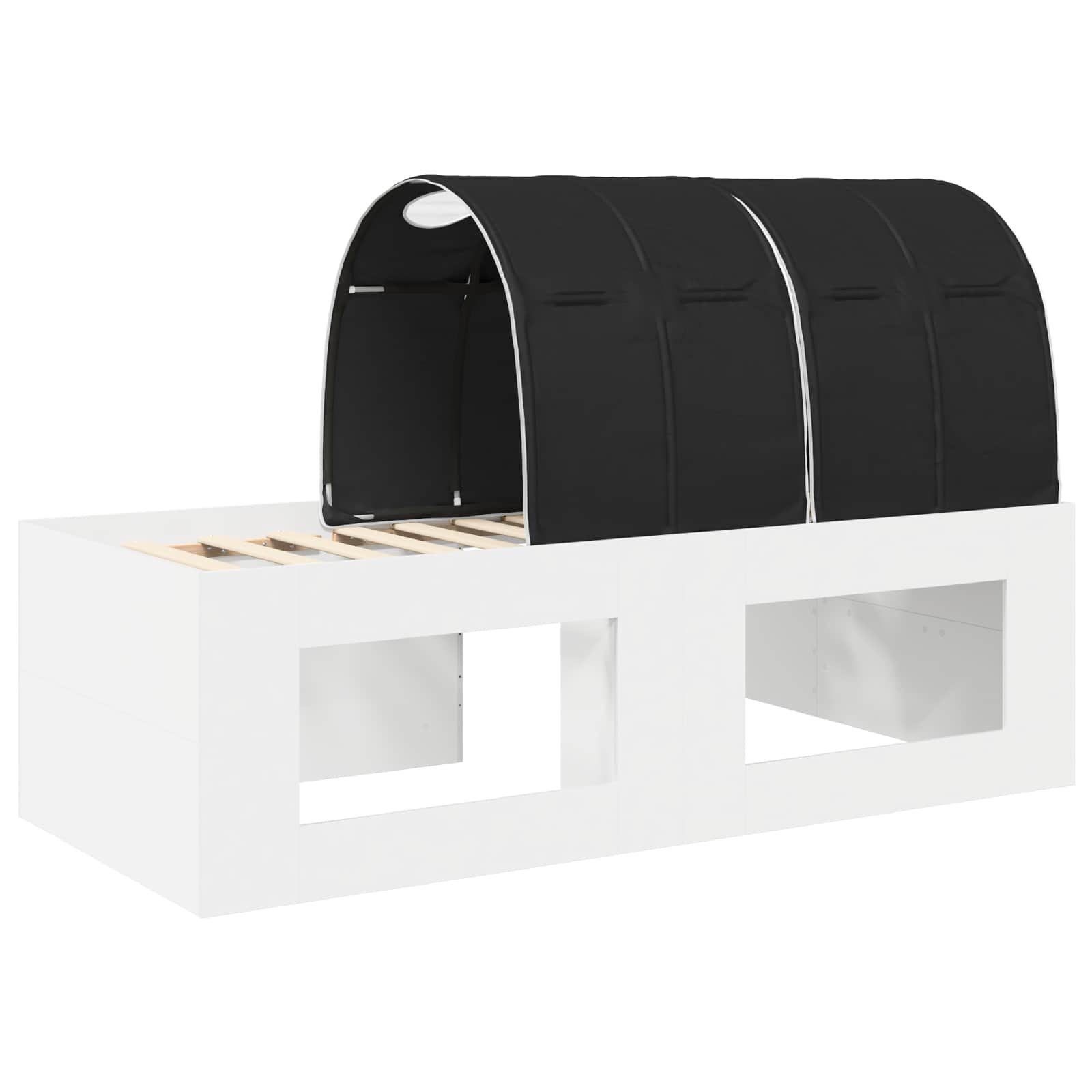 vidaXL Rama łóżka z tunelem z półką 3 pcs biały i czarny