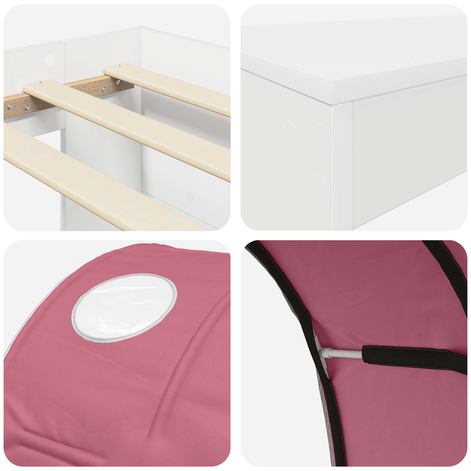 vidaXL Łóżko z Tunelem 4 pcs Dąb Artisian i Różowy Drewno inżynieryjne