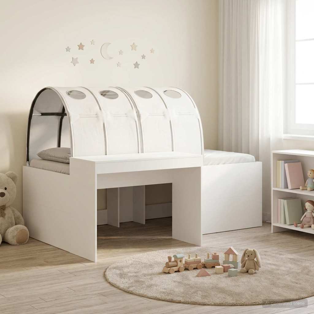 vidaXL Łóżko z Tunelem 4 pcs Dąb Artisian i Biały Drewno inżynieryjne