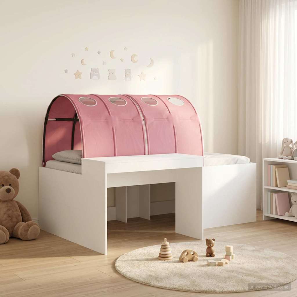 vidaXL Łóżko z Tunelami 4 pcs Biały i różowy Drewno inżynieryjne