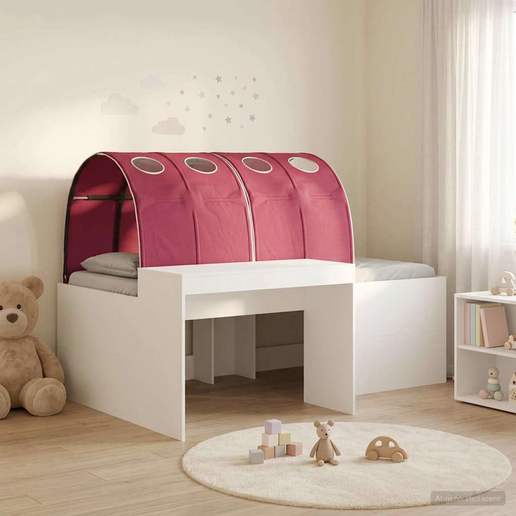 vidaXL Łóżko z Tunelami 4 pcs Biały i czerwony Drewno inżynieryjne