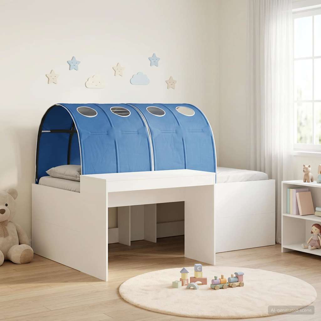 vidaXL Łóżko z Tunelem 4 pcs Dąb Artisian i Niebieski
