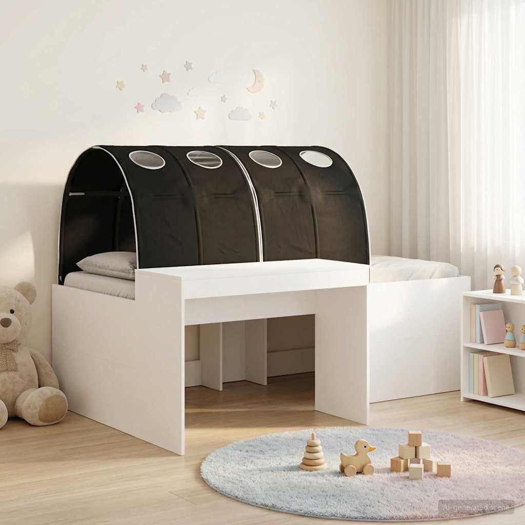 vidaXL Łóżko z Tunelem 4 pcs Dąb Artisian i Czarny Drewno inżynieryjne