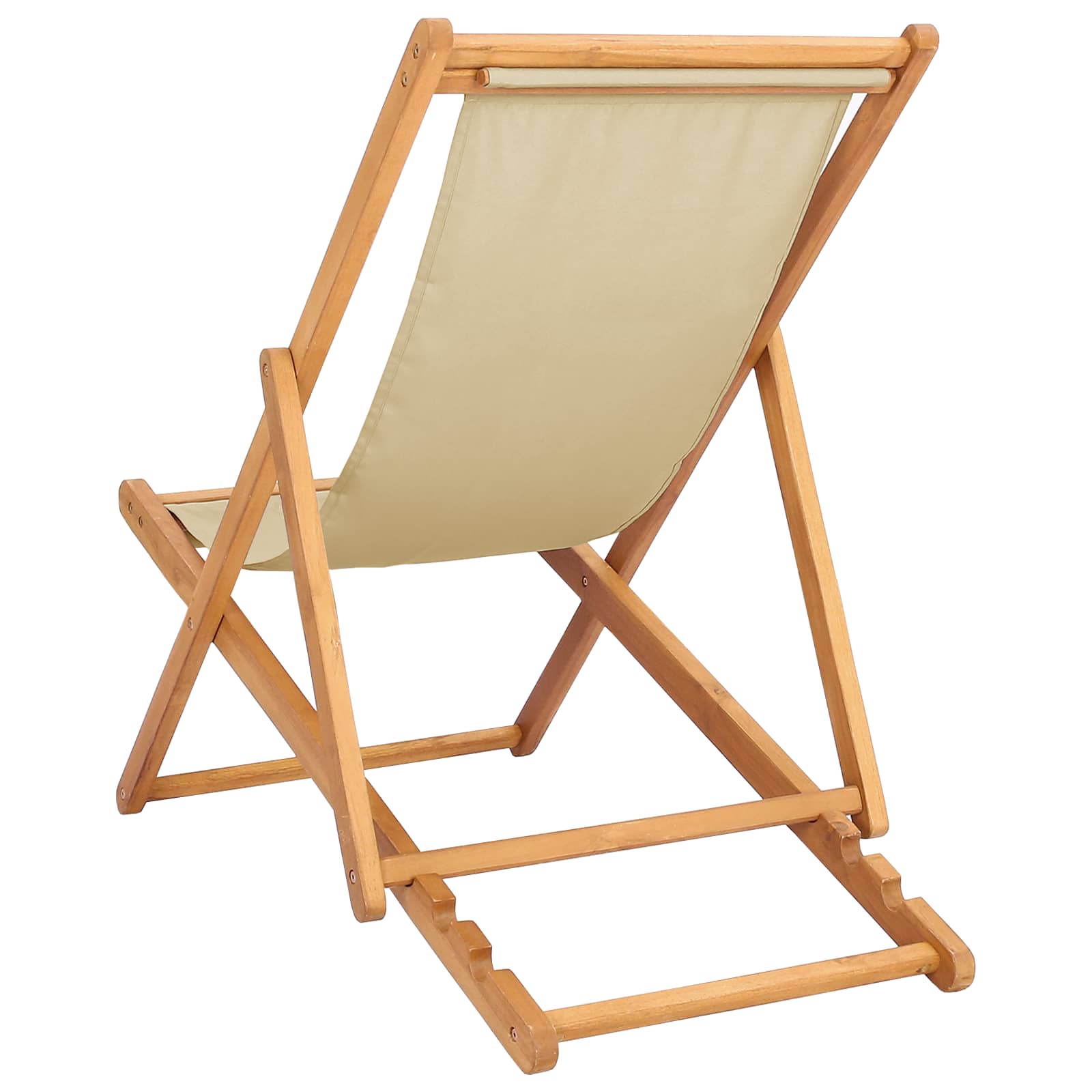 vidaXL Krzesło plażowe Beżowy Lite drewno teakowe