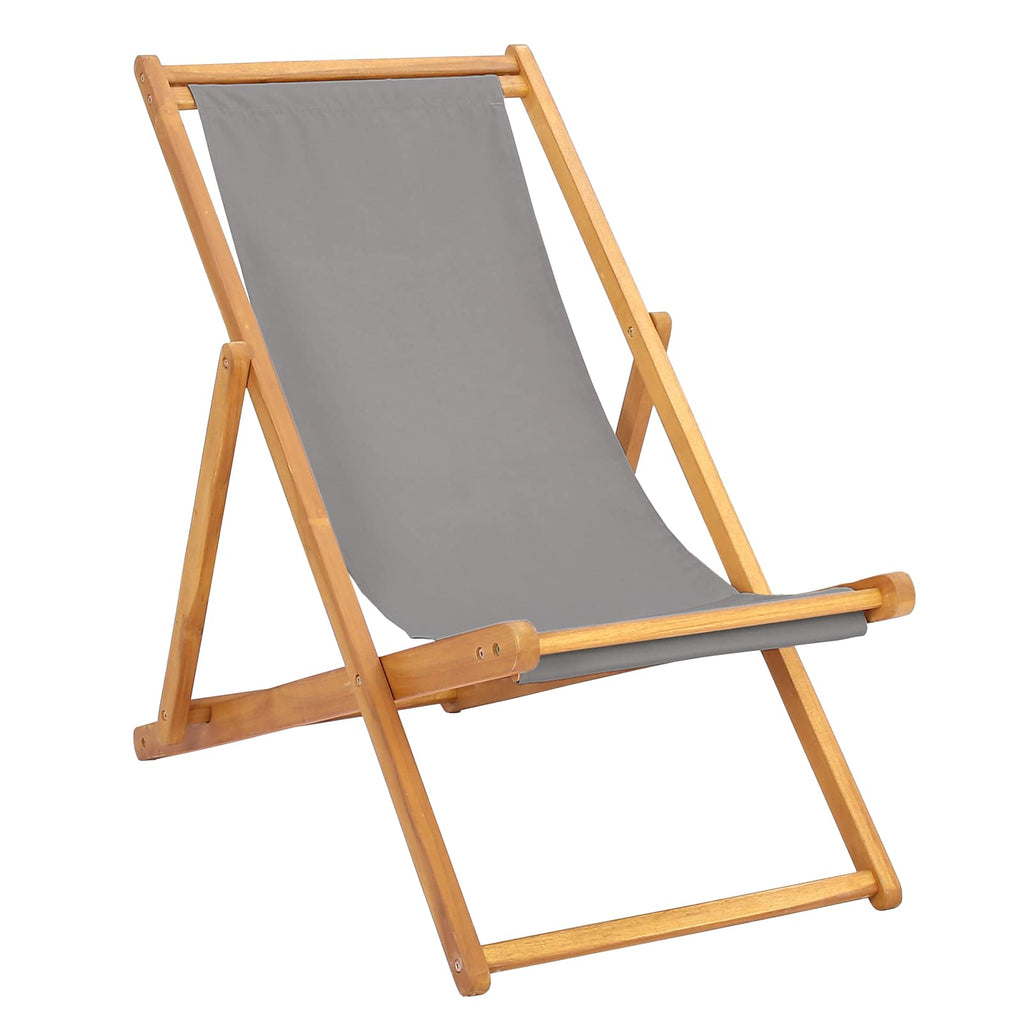 vidaXL Krzesło plażowe jasnoszary Lite drewno teakowe