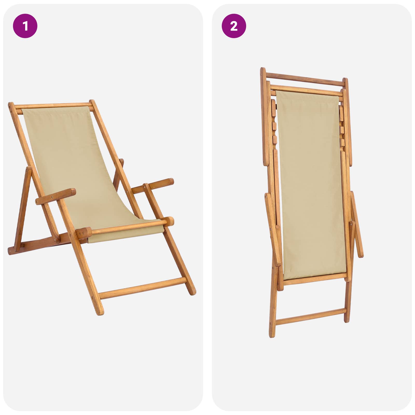 vidaXL Krzesło plażowe Beżowy Lite drewno teakowe