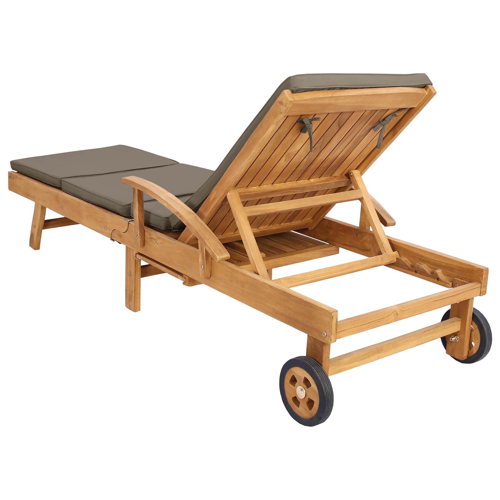 vidaXL Leżak z Poduszką 100% Poliester, solidny teak