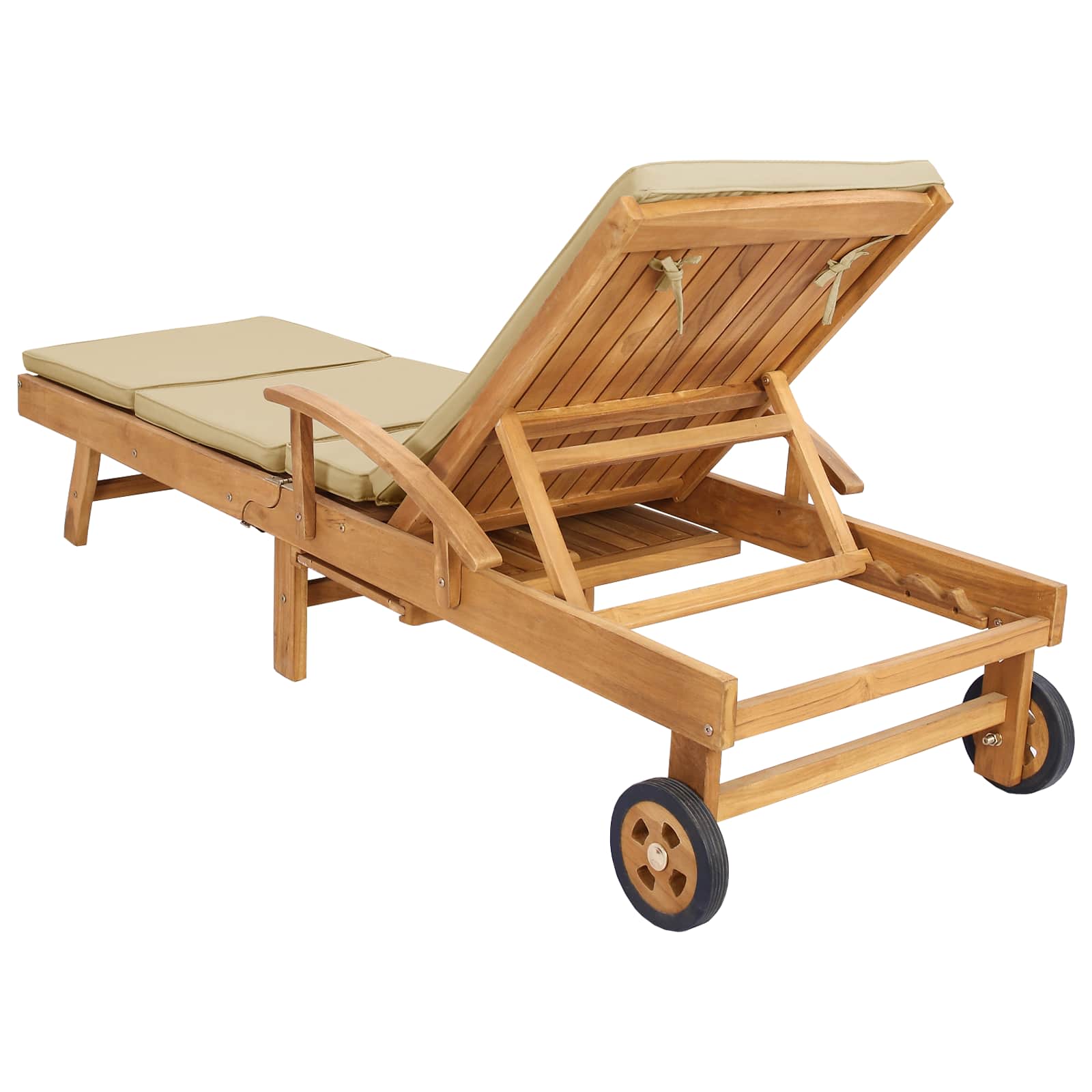 vidaXL Leżak z Poduszką 100% Poliester, solidny teak
