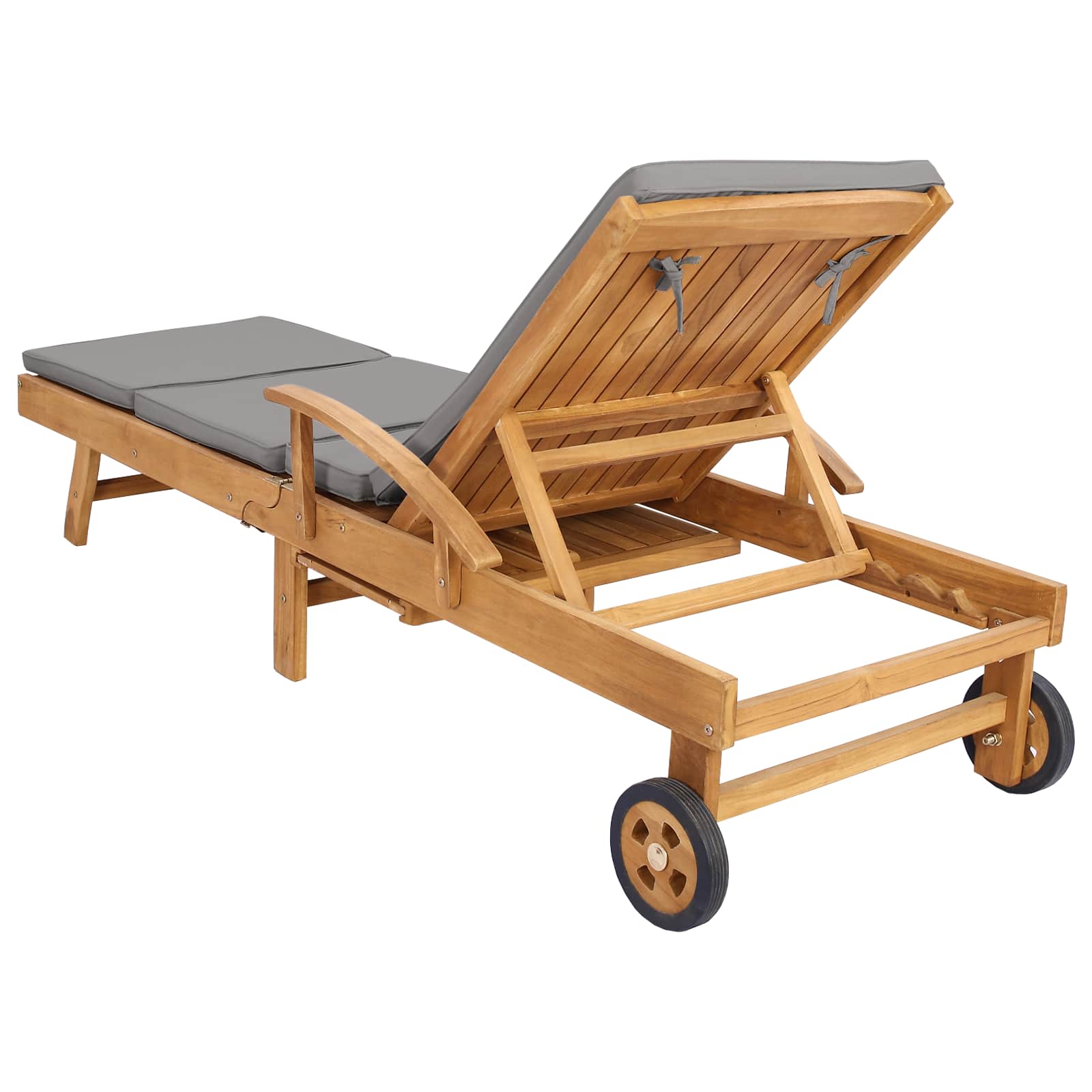 vidaXL Leżak z Poduszką 100% Poliester, solidny teak