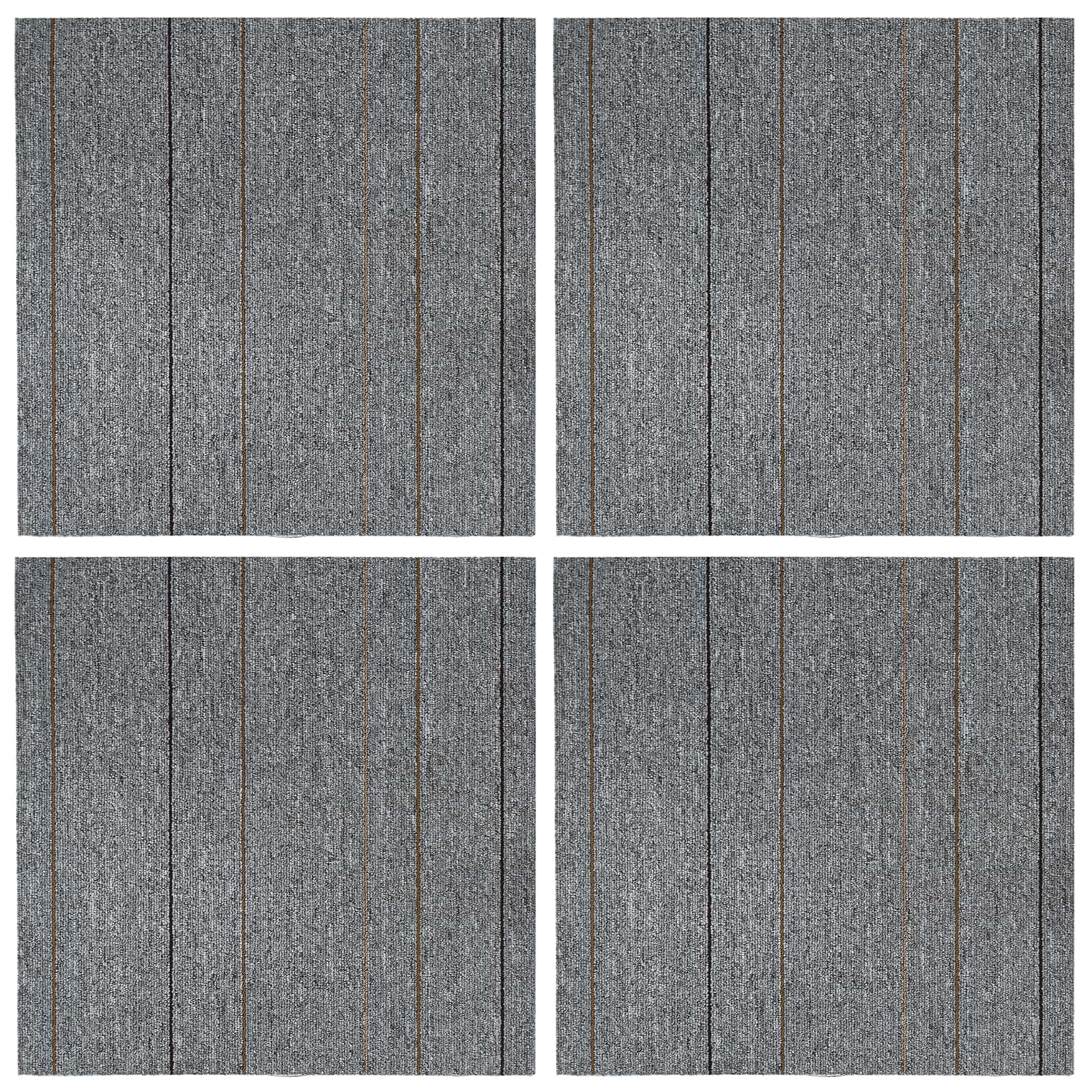 vidaXL Płytka dywanowa Jasnoszary z paskiem 50 x 50 cm 4 pcs