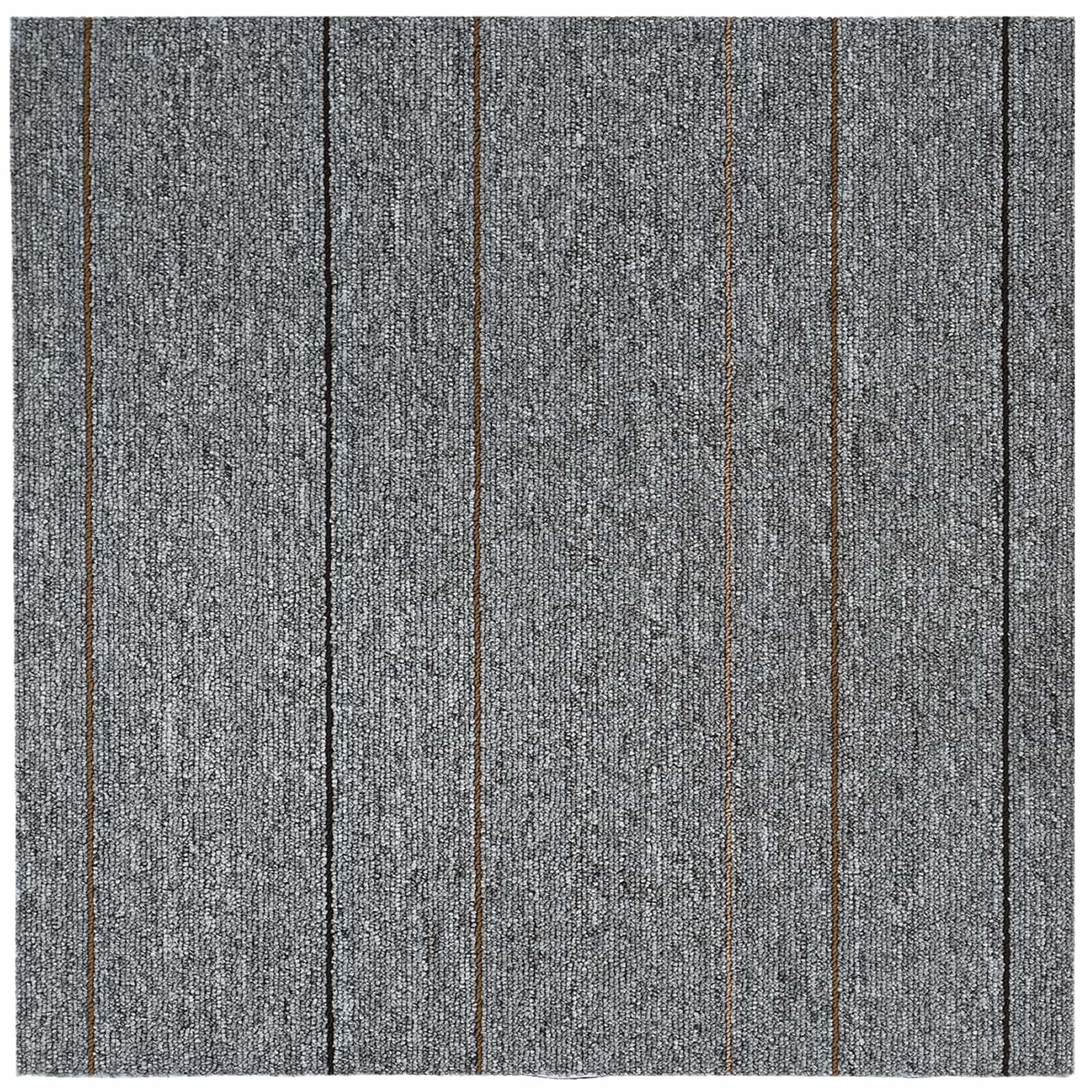 vidaXL Płytka dywanowa Jasnoszary w paski 50 x 50 cm 20 pcs PP i bitum