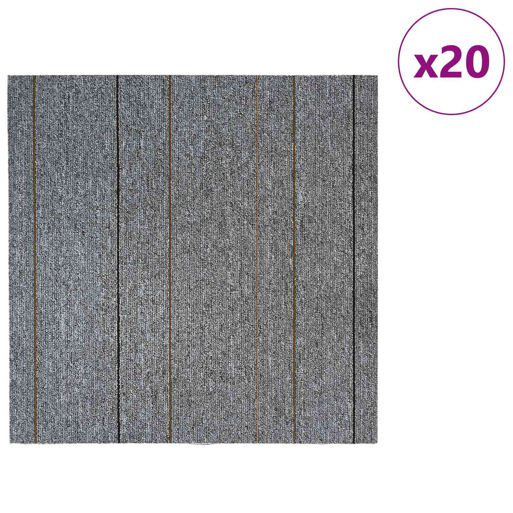 vidaXL Płytka dywanowa Jasnoszary w paski 50 x 50 cm 20 pcs PP i bitum