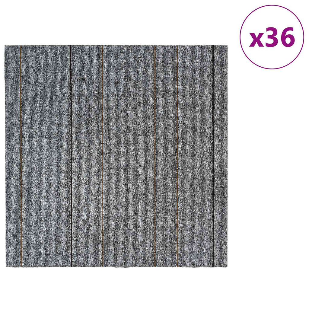 vidaXL Płytka dywanowa Jasnoszary w paski 50 x 50 cm 36 pcs PP i bitum