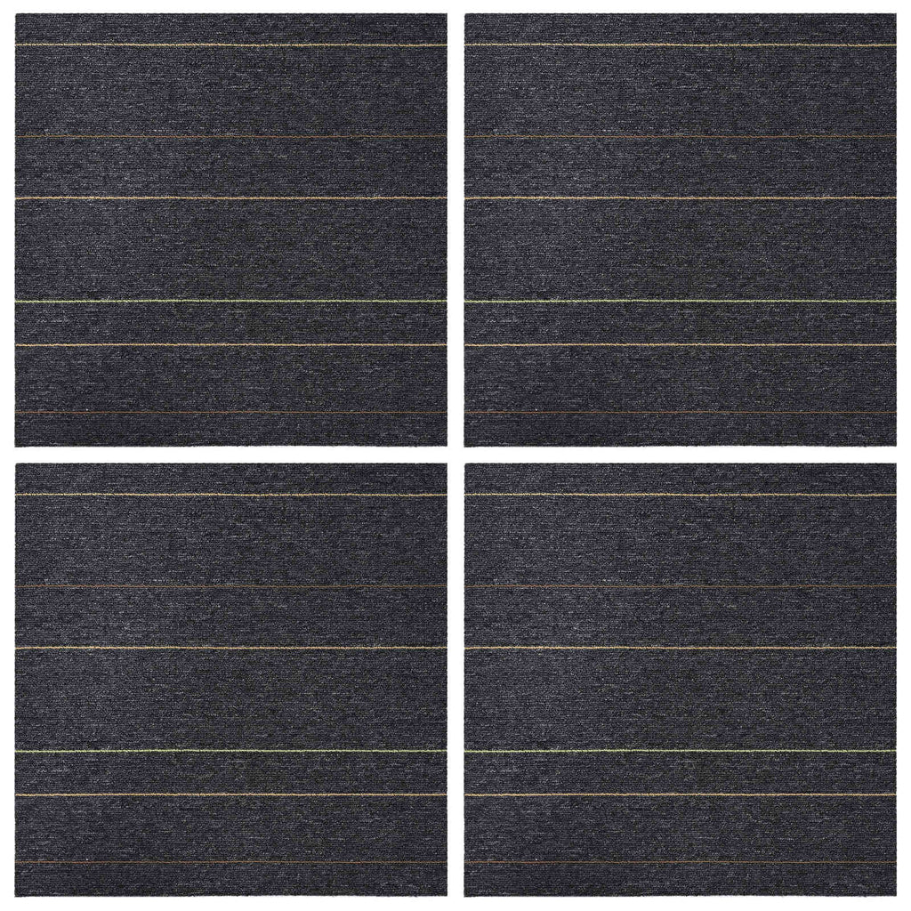 vidaXL Płytka dywanowa Ciemnoszary w paski 50 x 50 cm 4 pcs PP i bitum