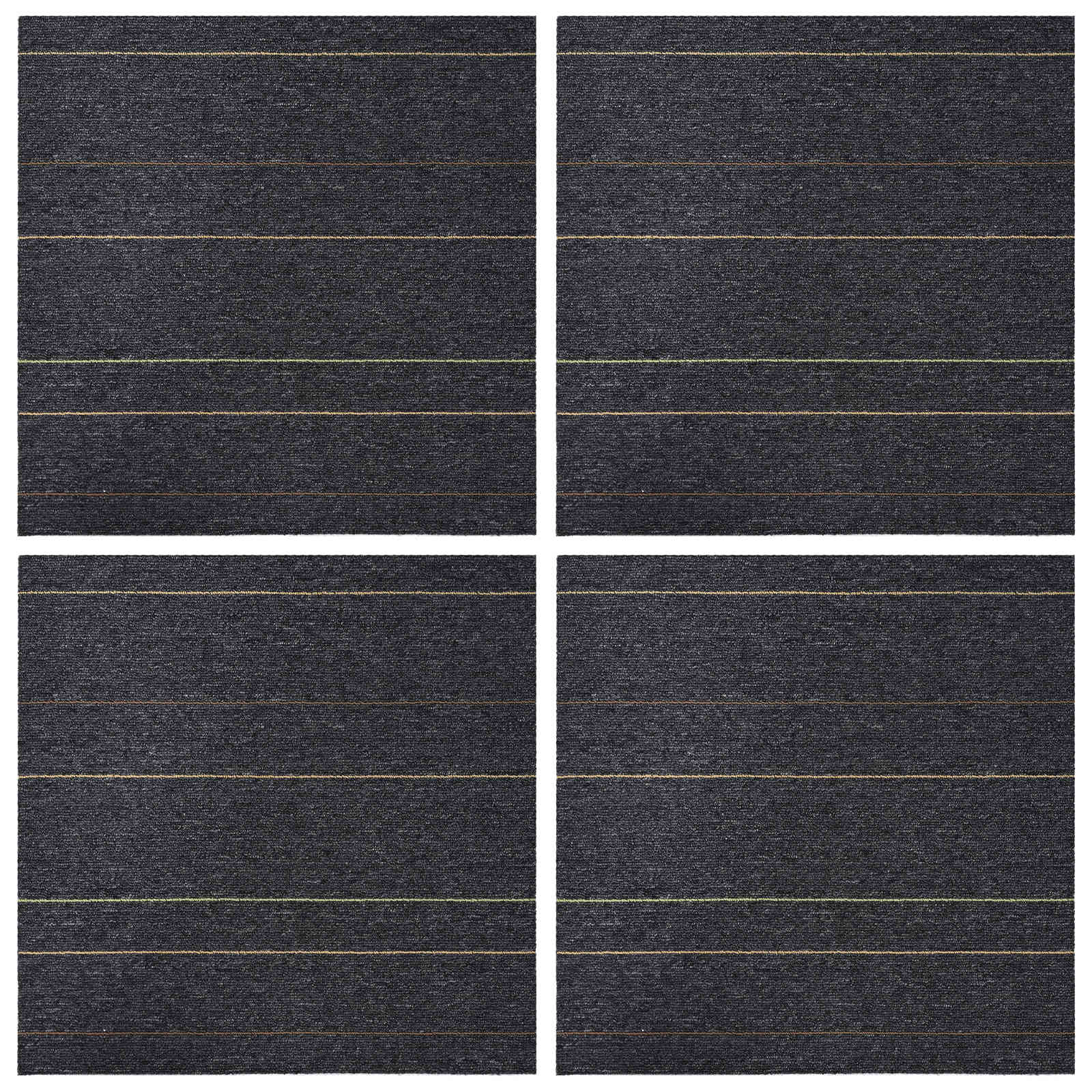 vidaXL Płytka dywanowa Ciemnoszary w paski 50 x 50 cm 4 pcs PP i bitum