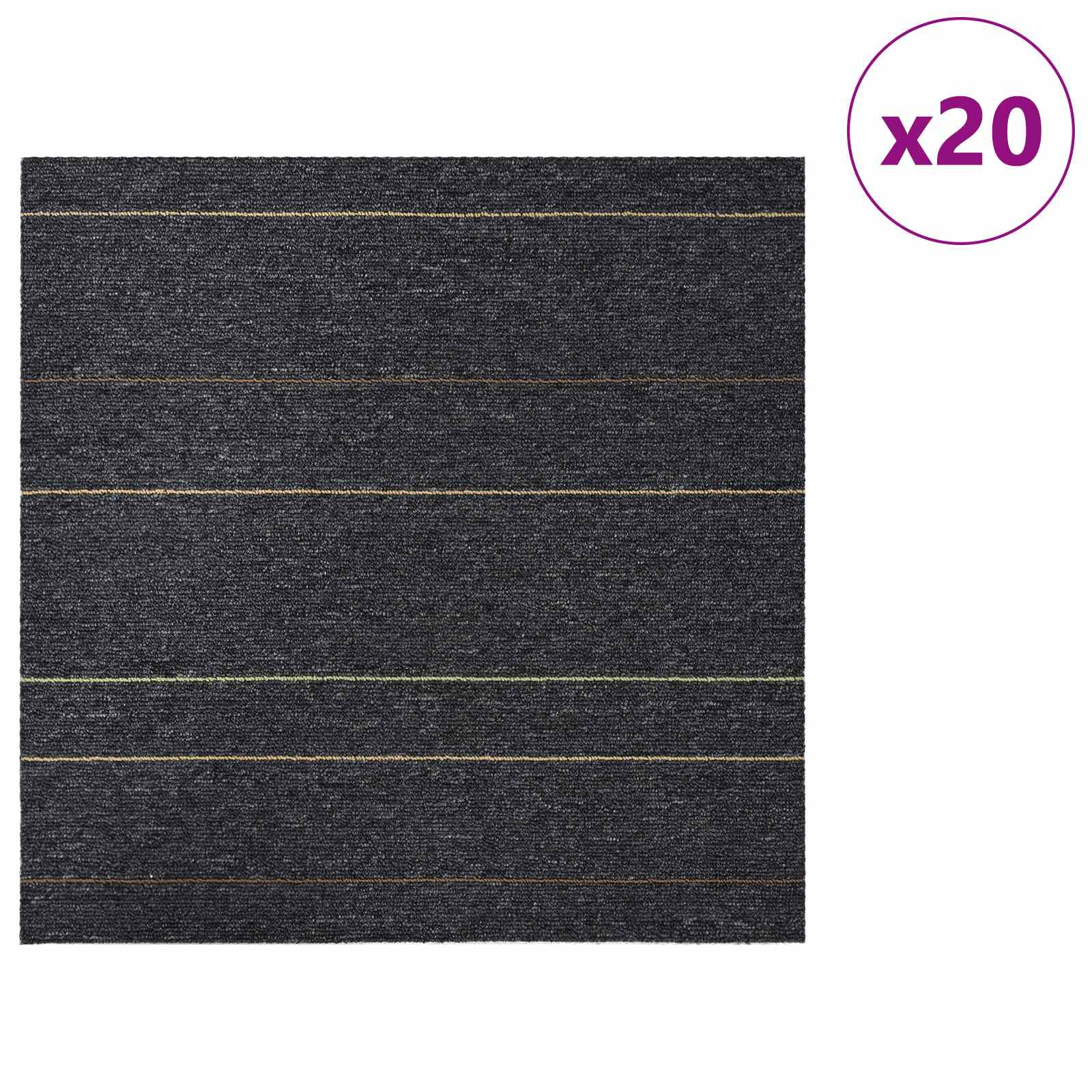vidaXL Płytka dywanowa Ciemnoszary w paski 50 x 50 cm 20 pcs