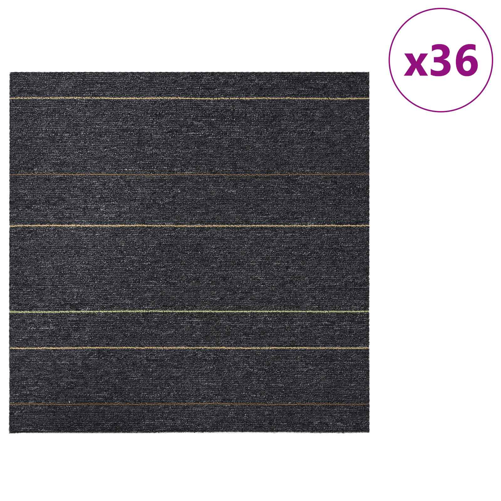 vidaXL Płytka dywanowa Ciemnoszary w paski 50 x 50 cm 36 pcs