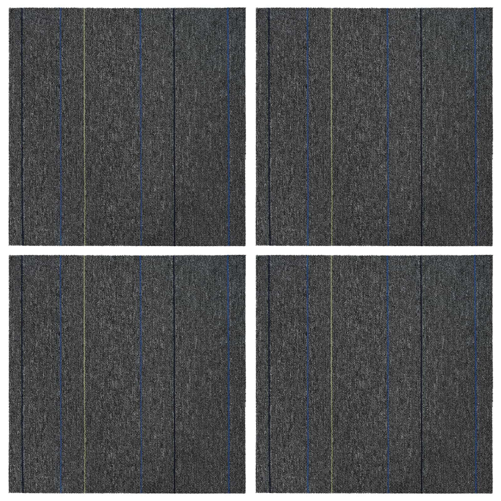 vidaXL Płytka dywanowa Średni Szary w Paski 50 x 50 cm 4 pcs