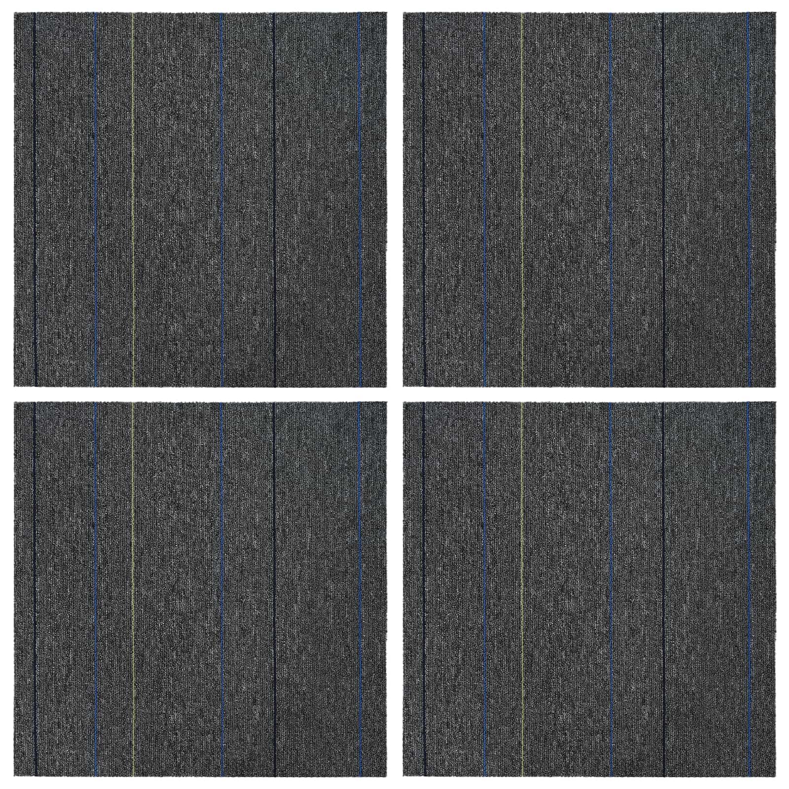 vidaXL Płytka dywanowa Średni Szary w Paski 50 x 50 cm 4 pcs