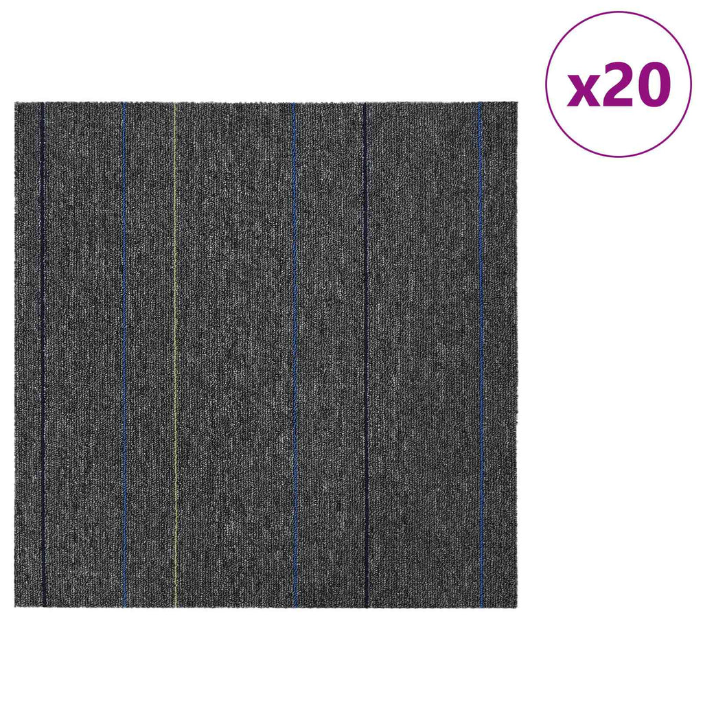 vidaXL Płytka dywanowa Średni Szary w Paski 50 x 50 cm 20 pcs