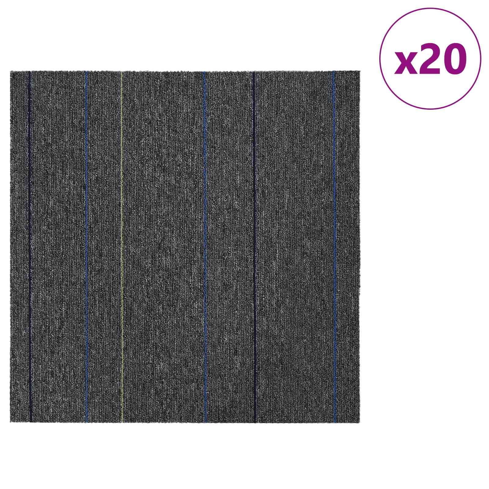 vidaXL Płytka dywanowa Średni Szary w Paski 50 x 50 cm 20 pcs