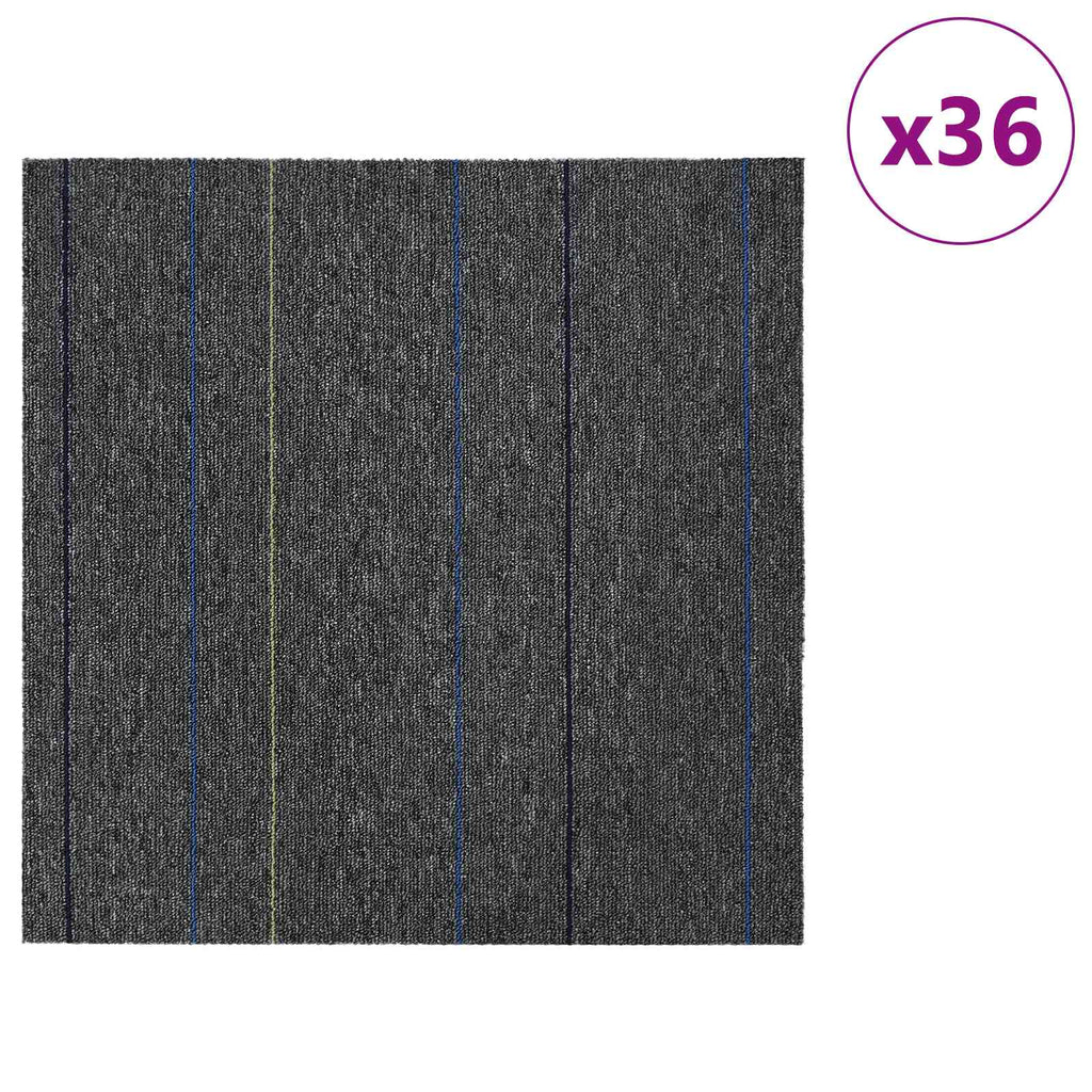 vidaXL Płytka dywanowa Średni Szary w Paski 50 x 50 cm 36 pcs