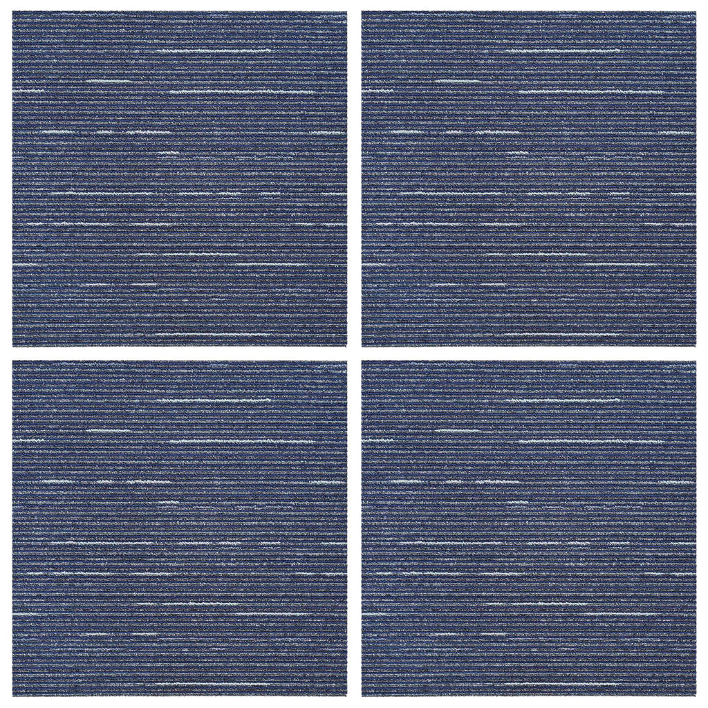 vidaXL Płytka dywanowa W paski niebieski 50 x 50 cm 4 pcs PP i bitum