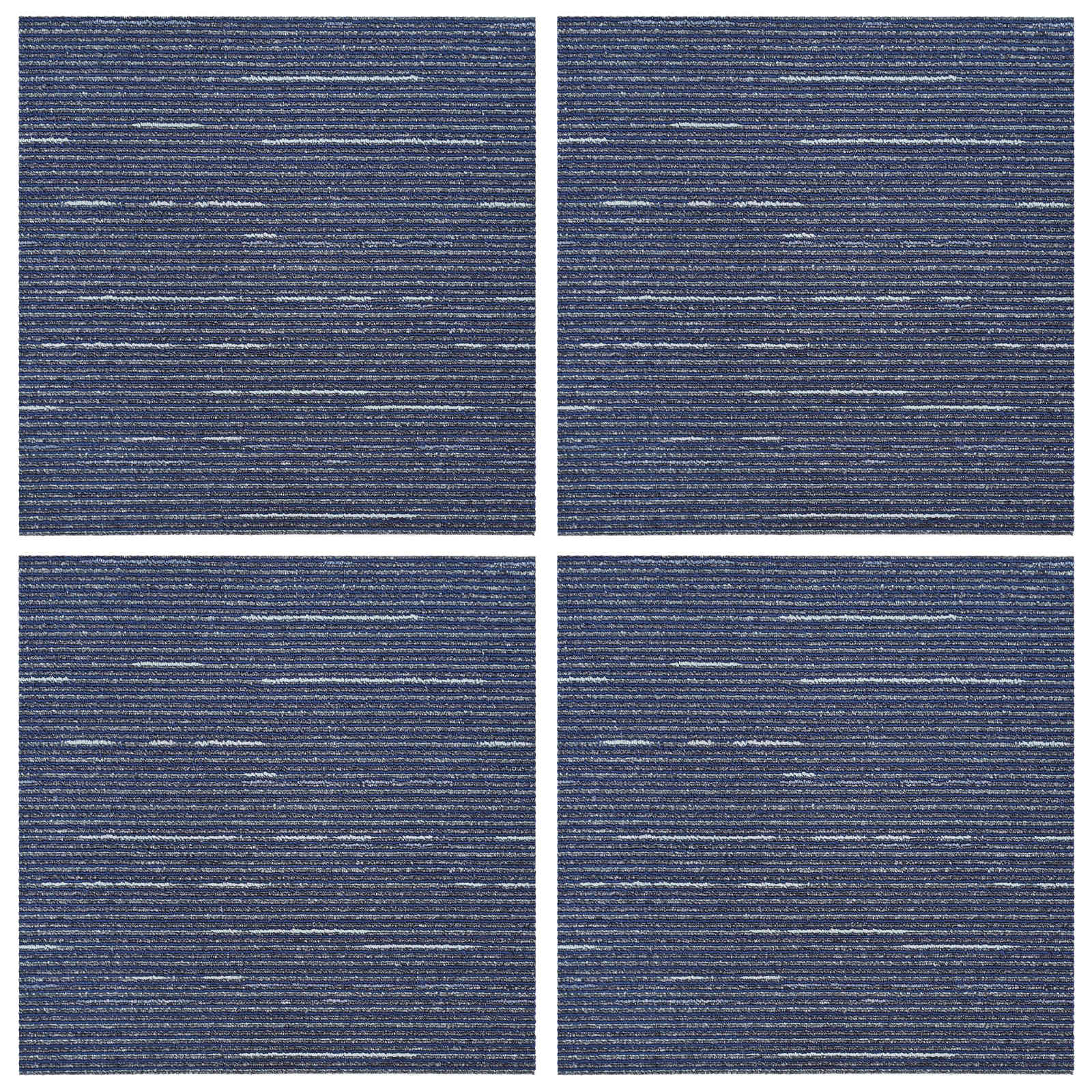 vidaXL Płytka dywanowa W paski niebieski 50 x 50 cm 4 pcs PP i bitum