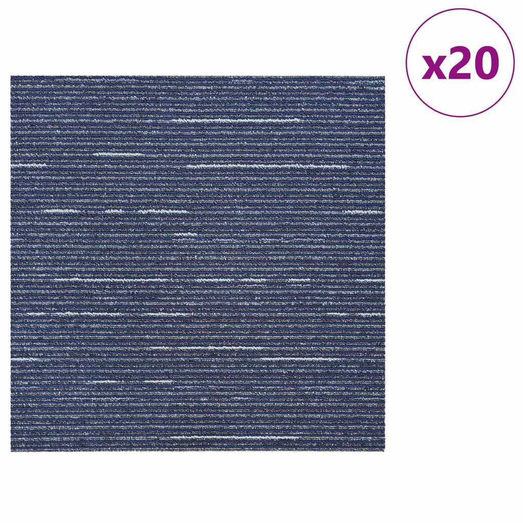 vidaXL Płytka dywanowa W paski niebieski 50 x 50 cm 20 pcs PP i bitum