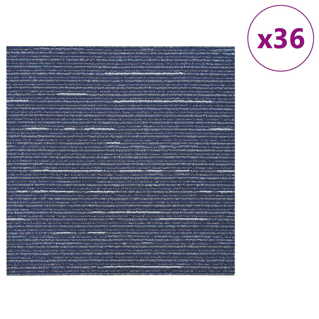 vidaXL Płytka dywanowa W paski niebieski 50 x 50 cm 36 pcs PP i bitum